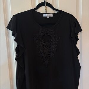 Sweet Rain Black Ruffle Sleeve Blouse